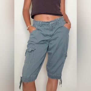 GLORIA VANDERBILT cargo cotton crop pants 9 pockets tan size 14